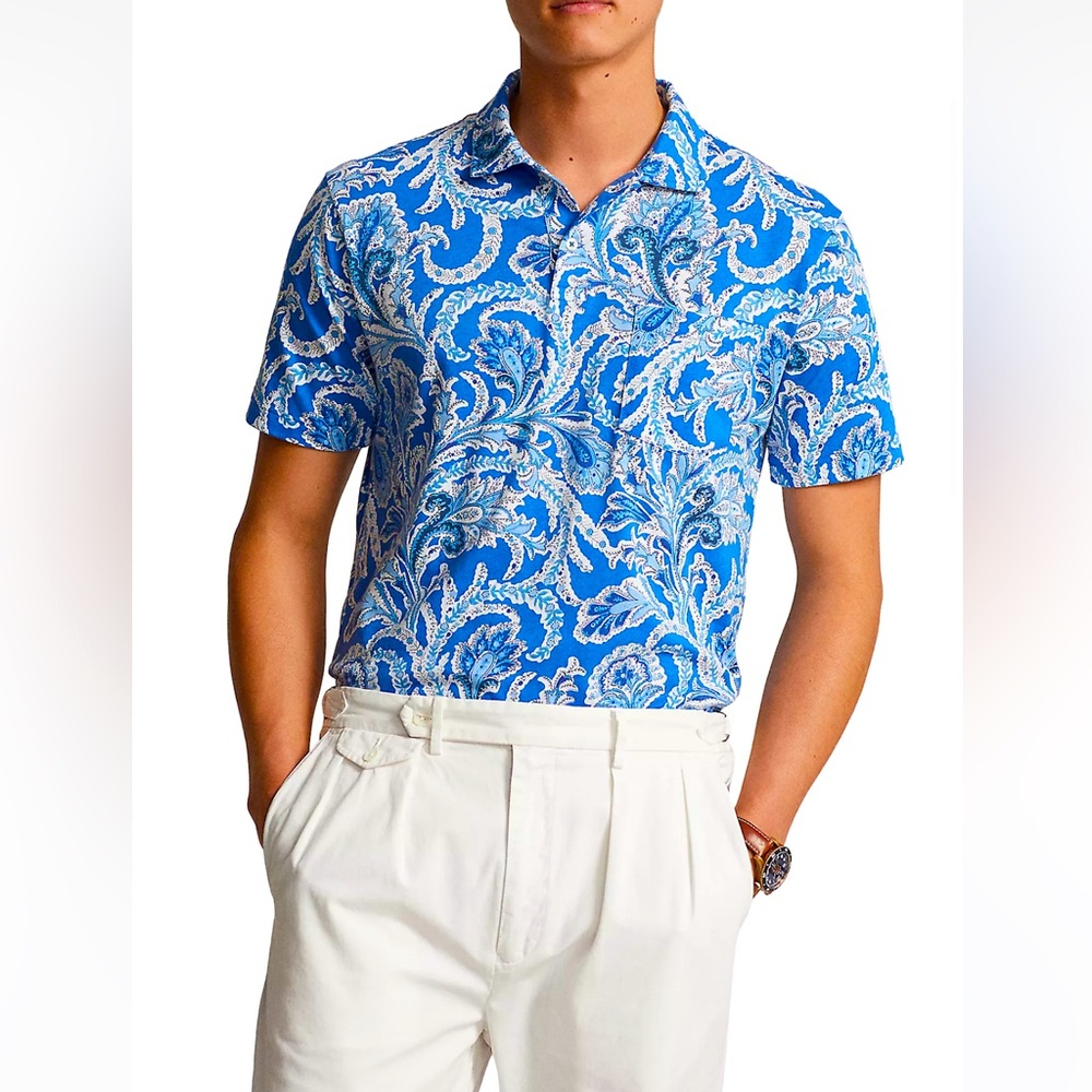 Polo Ralph Lauren Paisley Standard Fit Jersey Polo Shirt XL NWT